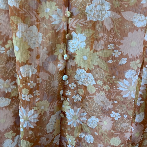 O.P.T. Floral Sheer Orange Blouse - Picture 5 of 10